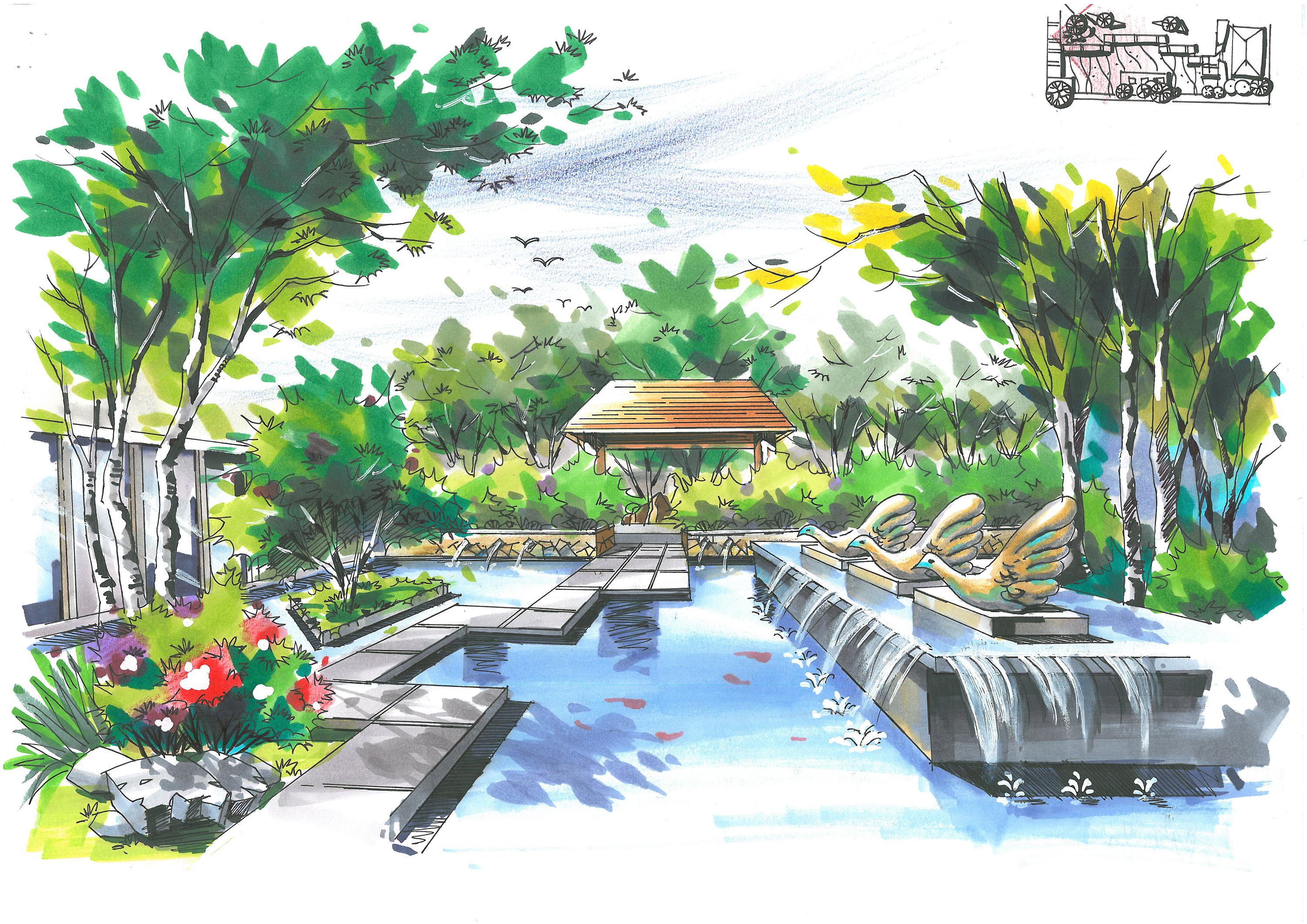 屋頂花園手繪|空間|景觀設(shè)計(jì)|冒先生 