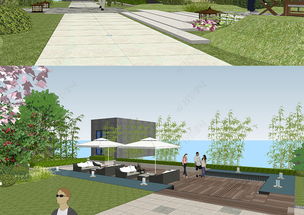 中式風格屋頂花園景觀酒店景觀設計su模型模型下載